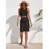 imageSweatyRocks Womens 2 Piece Sleeveless Mesh Swimwear Cover Up Crop Tank Top and Skirt Set BeachwearBlack