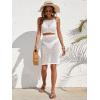 imageSweatyRocks Womens 2 Piece Sleeveless Mesh Swimwear Cover Up Crop Tank Top and Skirt Set BeachwearWhite