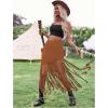 imageSweatyRocks Womens Asymmetrical Fringe Hem Maxi Skirt High Waist Summer SkirtsBrown