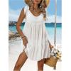 imageSweatyRocks Womens Beach Cover ups Sheer Tie up Ruffled Dress for Bathing Suit SwimwearWhite