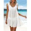 imageSweatyRocks Womens Beach Cover ups Sheer Tie up Ruffled Dress for Bathing Suit SwimwearWhite