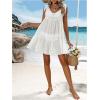 imageSweatyRocks Womens Beach Cover ups Sheer Tie up Ruffled Dress for Bathing Suit SwimwearWhite