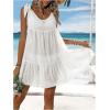 imageSweatyRocks Womens Beach Cover ups Sheer Tie up Ruffled Dress for Bathing Suit SwimwearWhite