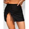 imageSweatyRocks Womens Beachwear Drawstring Tie Side Beach Skirt Split Knitted Swimsuit Cover Up SkirtBlack