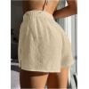 imageSweatyRocks Womens Elastic Waist Sheer Bikini Bottom Split Hem Solid Cover Up Beach ShortsApricot