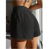 imageSweatyRocks Womens Elastic Waist Sheer Bikini Bottom Split Hem Solid Cover Up Beach ShortsBlack