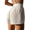 imageSweatyRocks Womens Elastic Waist Sheer Bikini Bottom Split Hem Solid Cover Up Beach ShortsWhite