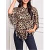 imageSweatyRocks Womens Half Short Sleeve Fringe Trim Top Round Neck Asymmetrical Hem Loose Tee Shirts BlouseBrown