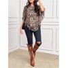 imageSweatyRocks Womens Half Short Sleeve Fringe Trim Top Round Neck Asymmetrical Hem Loose Tee Shirts BlouseBrown
