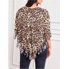 imageSweatyRocks Womens Half Short Sleeve Fringe Trim Top Round Neck Asymmetrical Hem Loose Tee Shirts BlouseBrown