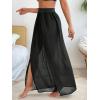 imageSweatyRocks Womens High Waist Split Thigh Cover Up Skirt Sheer Beach Long Skirt SwimwearBlack