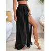 imageSweatyRocks Womens High Waist Split Thigh Cover Up Skirt Sheer Beach Long Skirt SwimwearBlack