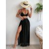imageSweatyRocks Womens High Waist Split Thigh Cover Up Skirt Sheer Beach Long Skirt SwimwearBlack