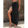 imageSweatyRocks Womens Sheer Mesh Cover Up Skirt Drawstring Side Split Thigh Ruched Beach Cover UpBlack