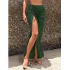 imageSweatyRocks Womens Sheer Mesh Cover Up Skirt Drawstring Side Split Thigh Ruched Beach Cover UpDark Green