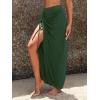 imageSweatyRocks Womens Sheer Mesh Cover Up Skirt Drawstring Side Split Thigh Ruched Beach Cover UpDark Green