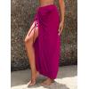 imageSweatyRocks Womens Sheer Mesh Cover Up Skirt Drawstring Side Split Thigh Ruched Beach Cover UpHot Pink