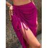 imageSweatyRocks Womens Sheer Mesh Cover Up Skirt Drawstring Side Split Thigh Ruched Beach Cover UpHot Pink