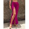 imageSweatyRocks Womens Sheer Mesh Cover Up Skirt Drawstring Side Split Thigh Ruched Beach Cover UpHot Pink