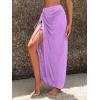 imageSweatyRocks Womens Sheer Mesh Cover Up Skirt Drawstring Side Split Thigh Ruched Beach Cover UpPurple