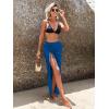 imageSweatyRocks Womens Sheer Mesh Cover Up Skirt Drawstring Side Split Thigh Ruched Beach Cover UpRoyal Blue