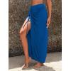 imageSweatyRocks Womens Sheer Mesh Cover Up Skirt Drawstring Side Split Thigh Ruched Beach Cover UpRoyal Blue