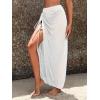 imageSweatyRocks Womens Sheer Mesh Cover Up Skirt Drawstring Side Split Thigh Ruched Beach Cover UpWhite