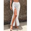imageSweatyRocks Womens Sheer Mesh Cover Up Skirt Drawstring Side Split Thigh Ruched Beach Cover UpWhite