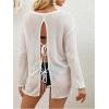 imageSweatyRocks Womens Sheer Tie Back Beach Cover Ups Long Sleeve Knitted Bathing Suit Cover UpWhite
