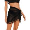 imageSweatyRocks Womens Short Sarongs Beach Wrap Sheer Bikini Wrap Chiffon Cover Ups for SwimwearBlack