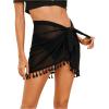 imageSweatyRocks Womens Short Sarongs Beach Wrap Sheer Bikini Wrap Chiffon Cover Ups for SwimwearBlack