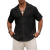 imageSweatyRocks Mens Big and Tall Button Down Collar Neck Short Sleeve Summer Casual Shirts TopsBlack
