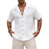 imageSweatyRocks Mens Big and Tall Button Down Collar Neck Short Sleeve Summer Casual Shirts TopsWhite