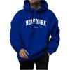 imageSweatyRocks Mens Casual Hooded Sweatshirt Letter Print Long Sleeve Drop Shoulder Pullover TopsBlue