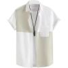 imageSweatyRocks Mens Colorblock Button Down Short Sleeve T Shirt Collared Neck Summer Shirt Tops with PocketMulticolor