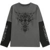 imageSweatyRocks Mens Crewneck Long Sleeve Letter Graphic T Shirts Y2k Colorblock Loose Tee TopsGrey