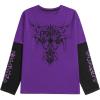 imageSweatyRocks Mens Crewneck Long Sleeve Letter Graphic T Shirts Y2k Colorblock Loose Tee TopsPurple