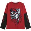 imageSweatyRocks Mens Crewneck Long Sleeve Letter Graphic T Shirts Y2k Colorblock Loose Tee TopsRed