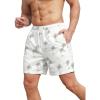 imageSweatyRocks Mens Drawstring Waist Graphic Pattern Shorts Summer Beach Swim Trunks with PocketsWhite