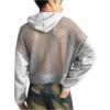 imageSweatyRocks Mens Sheer Fishnet Hoodies Long Sleeve Drop Shoulder Oversized SweatshirtsGrey