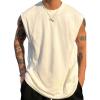 imageSweatyRocks Mens Sleeveless Round Neck Basic Tank Tops Casual Oversized Workout Shirts TopWhite