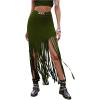 imageSweatyRocks Womens Asymmetrical Fringe Hem Maxi Skirt High Waist Summer SkirtsOlive Green