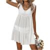 imageSweatyRocks Womens Beach Cover ups Sheer Tie up Ruffled Dress for Bathing Suit SwimwearWhite