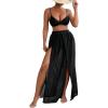 imageSweatyRocks Womens High Waist Split Thigh Cover Up Skirt Sheer Beach Long Skirt SwimwearBlack