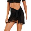 imageSweatyRocks Womens Short Sarongs Beach Wrap Sheer Bikini Wrap Chiffon Cover Ups for SwimwearBlack