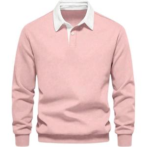 imageSweatyRocks Mens Color Block Collared Sweatshirts Button Front Long Sleeve Pullovers TopsMulticolor