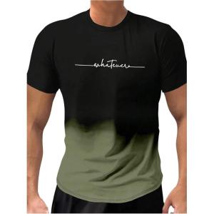 imageSweatyRocks Mens Color Block Letter Print TShirt Crew Neck Short Sleeve Summer Tee TopsArmy Green