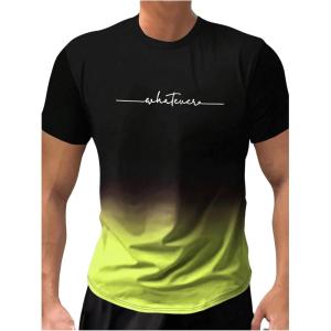 imageSweatyRocks Mens Color Block Letter Print TShirt Crew Neck Short Sleeve Summer Tee TopsBlack Green