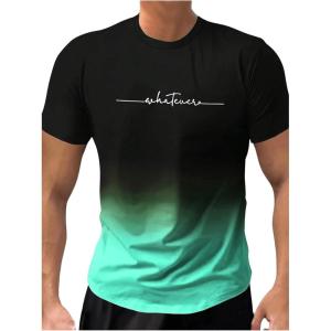 imageSweatyRocks Mens Color Block Letter Print TShirt Crew Neck Short Sleeve Summer Tee TopsGreen
