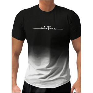imageSweatyRocks Mens Color Block Letter Print TShirt Crew Neck Short Sleeve Summer Tee TopsGrey Black